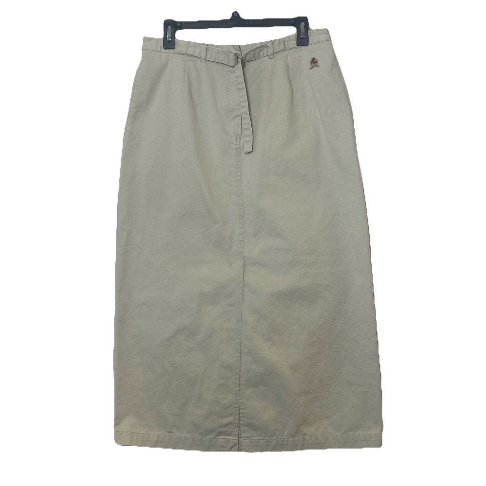 Tommy Hilfiger Straight Long Khaki Pencil Skirt Size 14  Front Slit